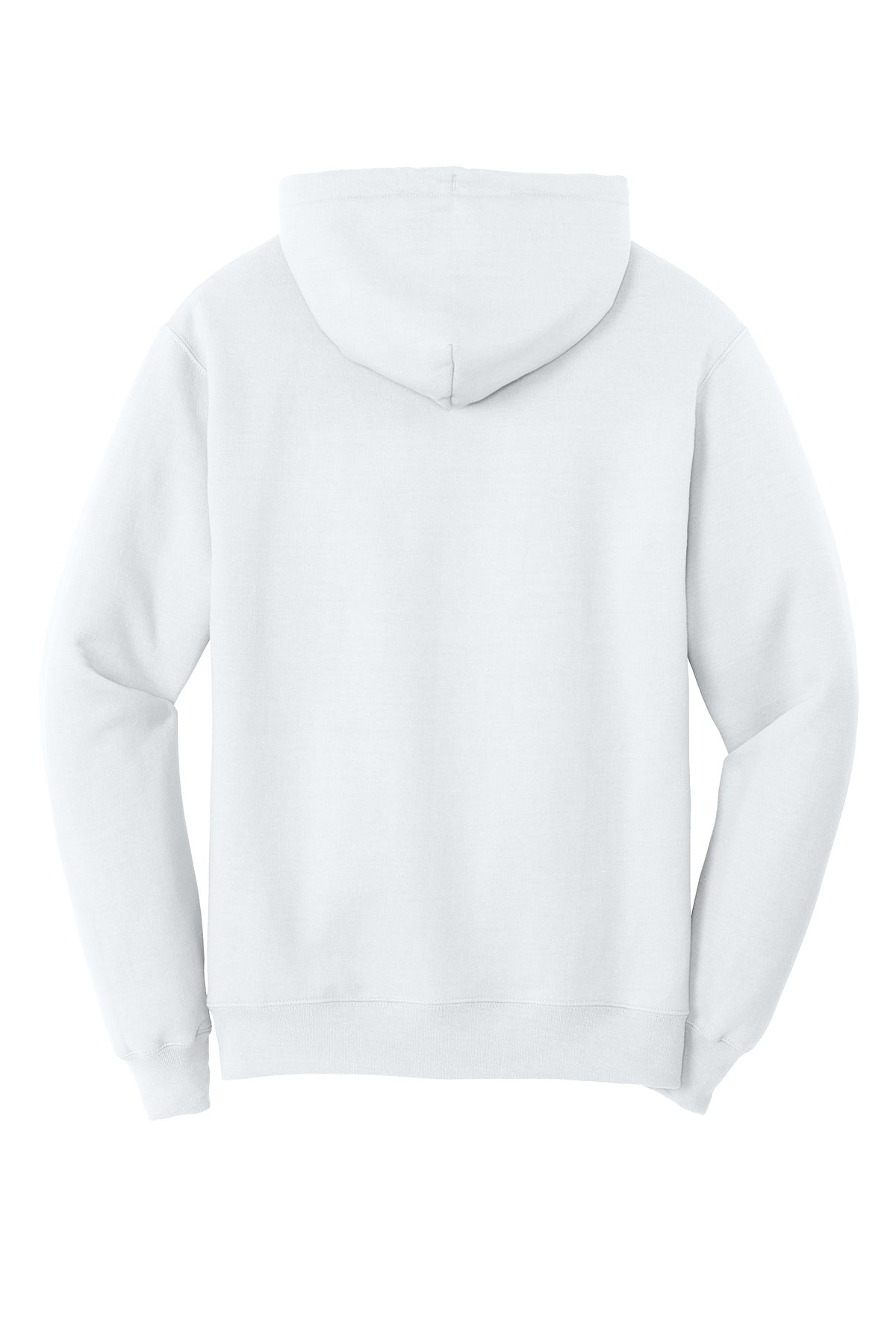 Rear View of White Port & Co Core Fleece Pullover Hooded Sweatshirt. PC78H