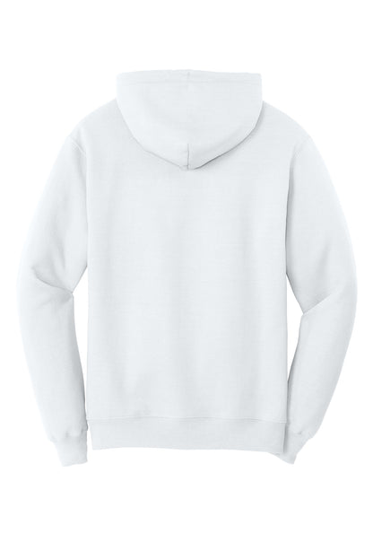 Rear View of White Port & Co Core Fleece Pullover Hooded Sweatshirt. PC78H