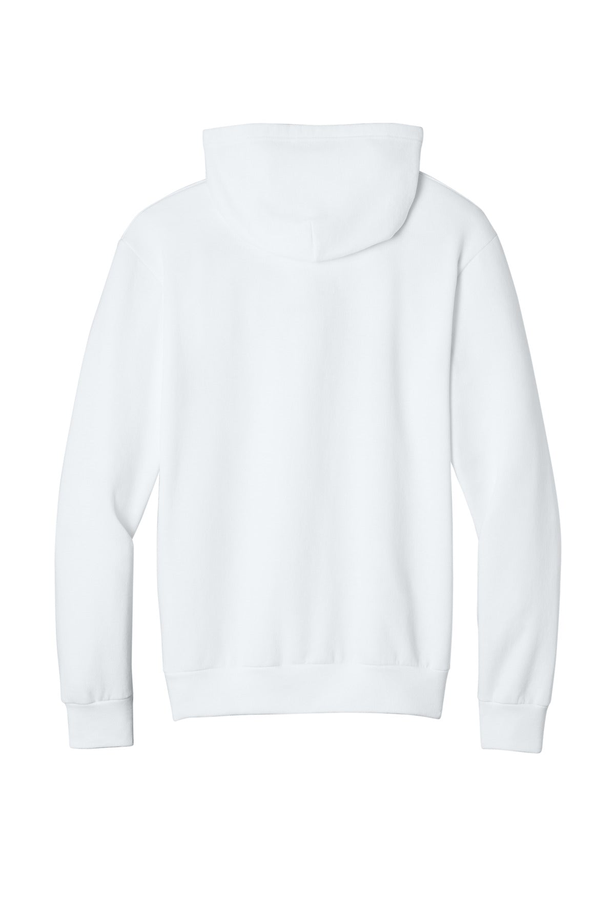 Rear View of White Port & Co Easy Fleece Pullover Hooded Sweatshirt PC68H plain