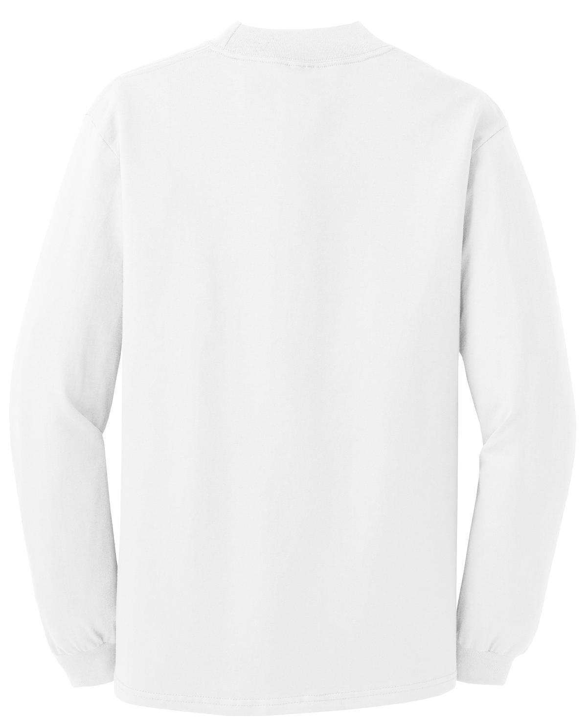 Rear View of White Port & Co Essential Mock Turtleneck. PC61M plain