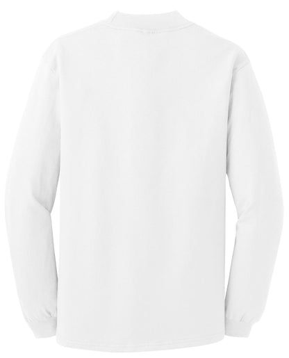 Rear View of White Port & Co Essential Mock Turtleneck. PC61M plain