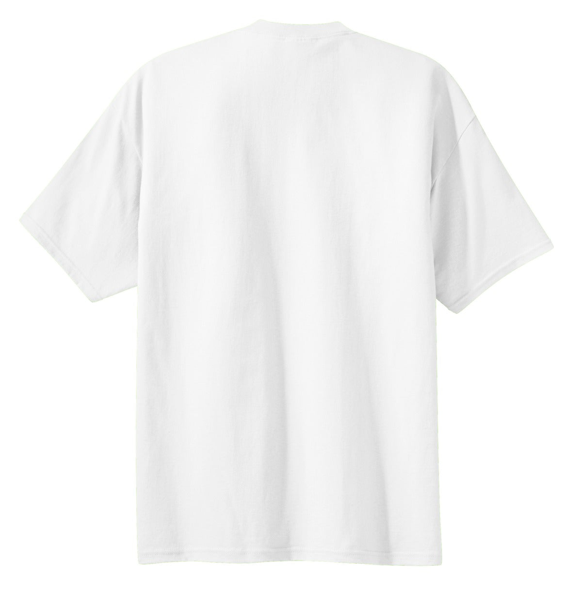 Rear View of White Port & Co Essential Tee. PC61 plain