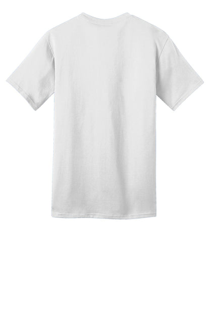 Rear View of White Port & Co Ring Spun Cotton Tee. PC150 plain