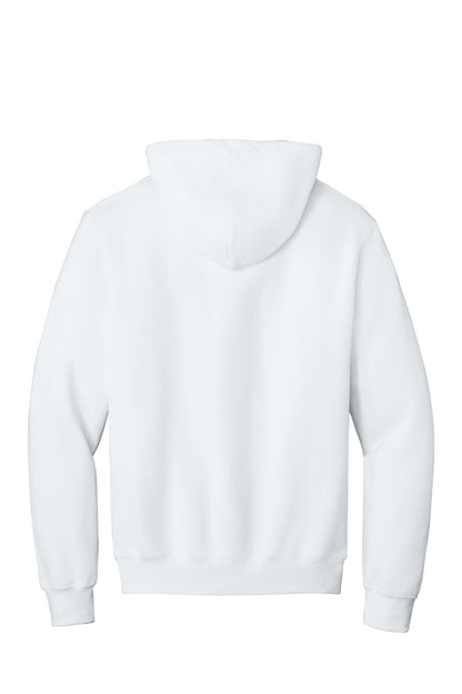 Rear View of White Port & Co Tall Essential Fleece Pullover Hooded Sweatshirt. PC90HT plain