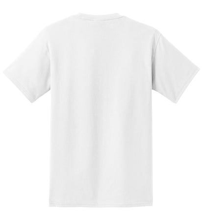 Rear View of White Port & Co Tall Essential Pocket Tee. PC61PT plain