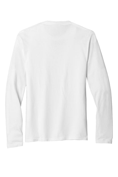 Rear View of White Port & Co Tri-Blend Long Sleeve Tee. PC330LS plain
