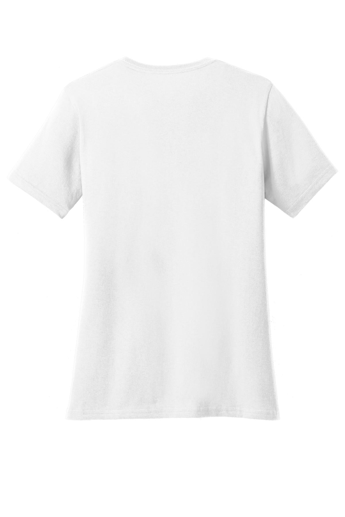 Rear View of White Port & Co Women's Core Blend Tee. LPC55 plain