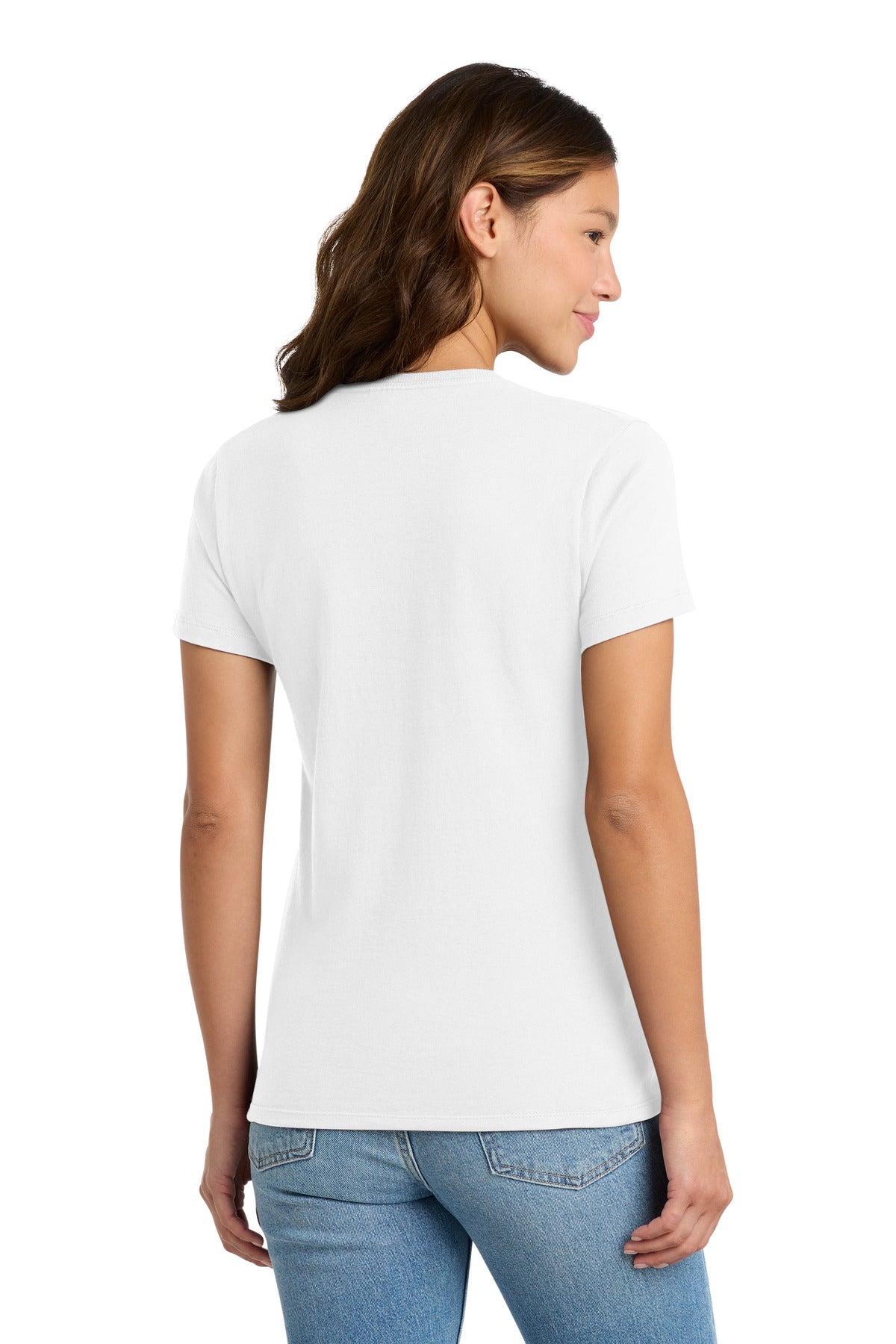 Rear View of White Port & Co Women's Essential Tee. LPC61 plain
