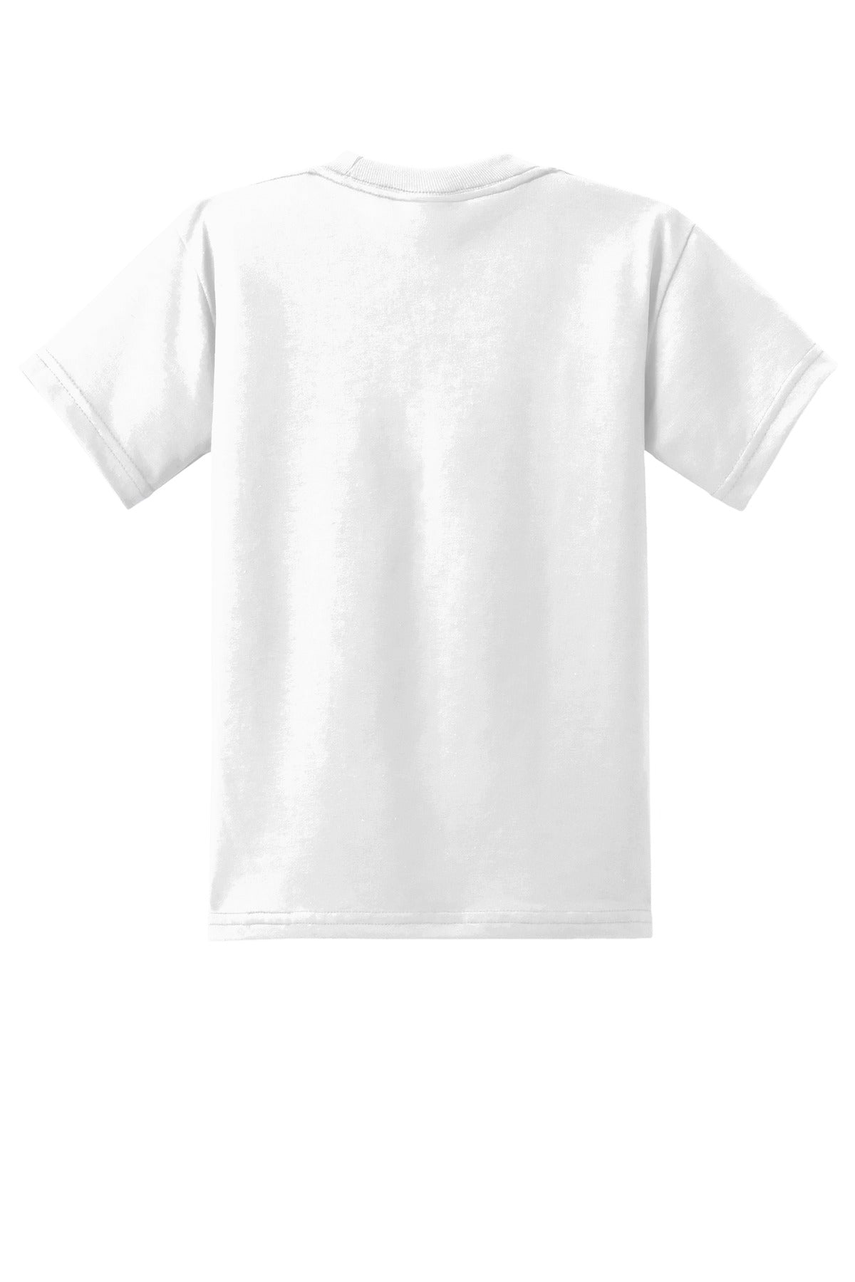 Rear View of White Port & Co Youth Core Blend Tee. PC55Y plain