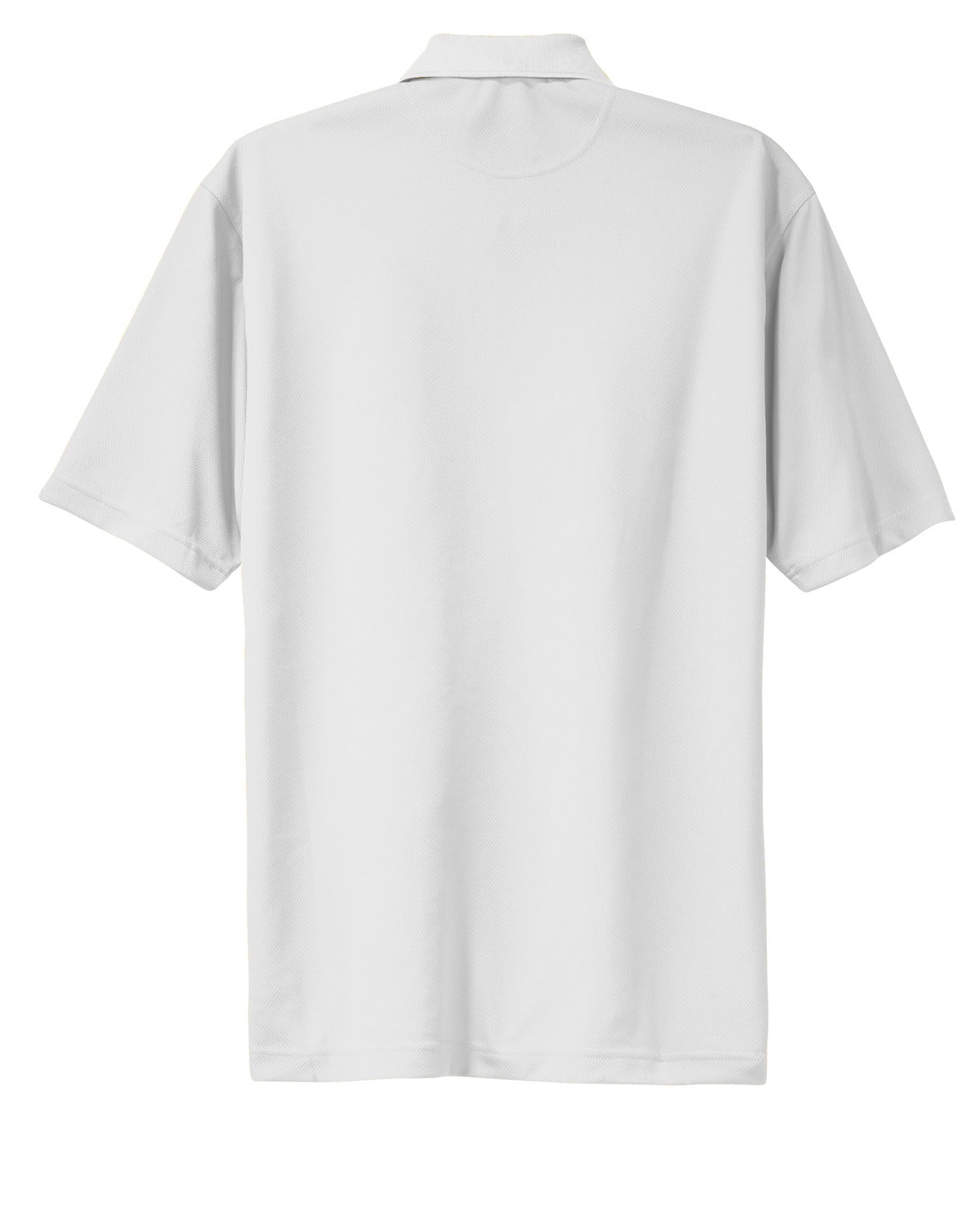 Rear View of White Sport-Tek Dri-Mesh Polo. K469 plain