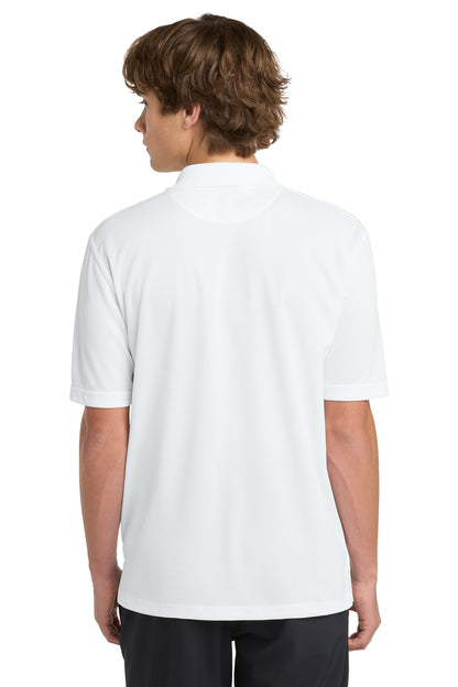 Rear View of White Sport-Tek Dri-Mesh Polo. K469 plain