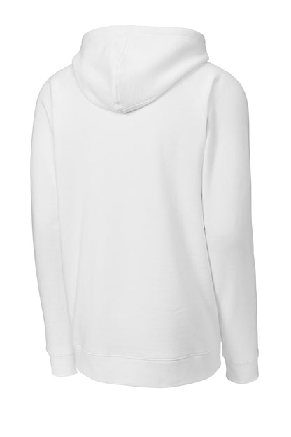 Rear View of White Sport-Tek Drive Fleece Pullover Hoodie STF200 plain