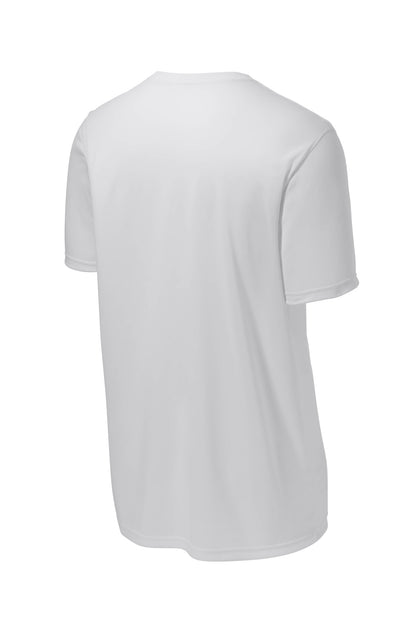 Rear View of White Sport-Tek Echo Tee ST760 plain