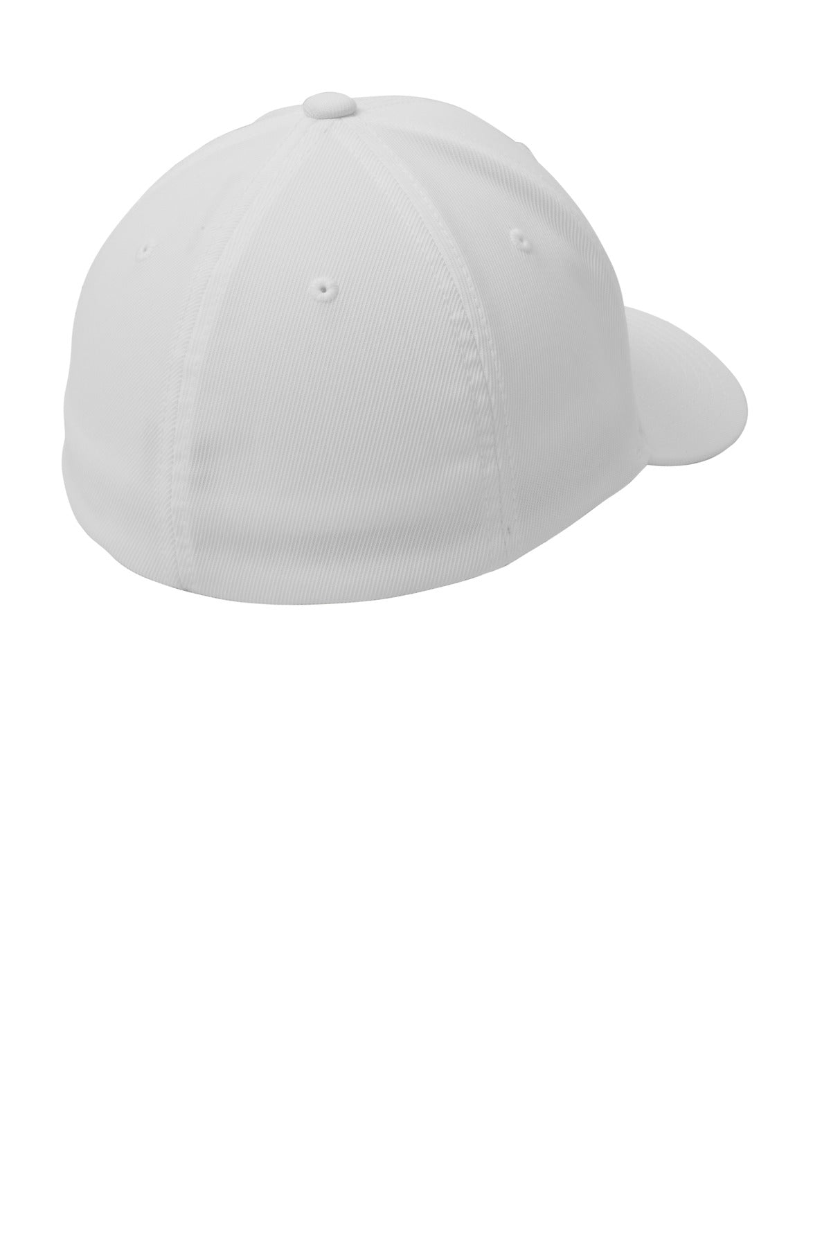 Rear View of White Sport-Tek Flexfit Performance Solid Cap. STC17 plain