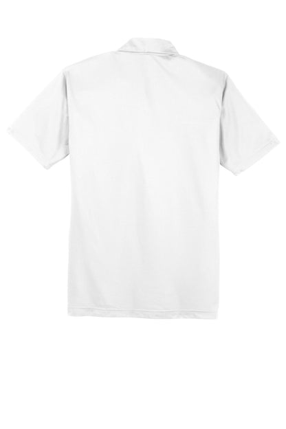 Rear View of White Sport-Tek PosiCharge Active Textured Polo. ST690 plain