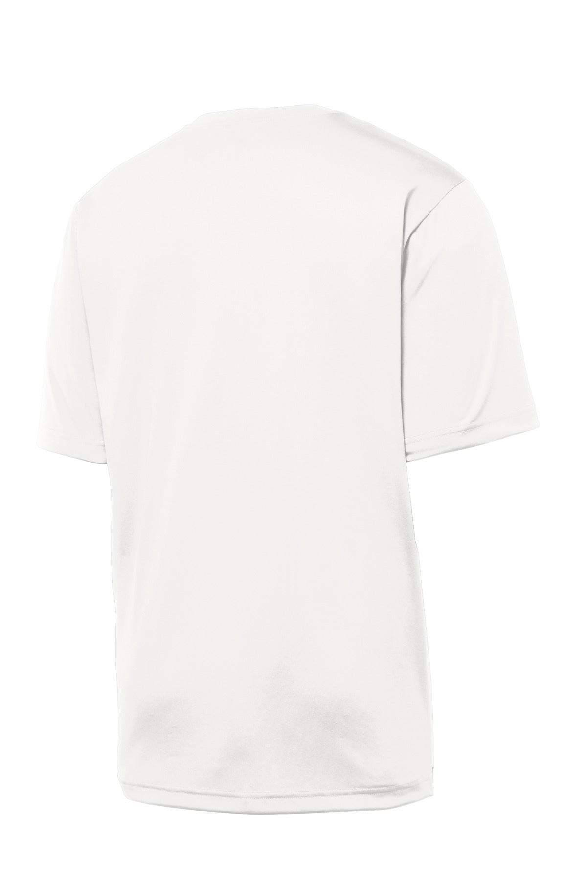 Rear View of White Sport-Tek PosiCharge Tough Tee . ST320 plain