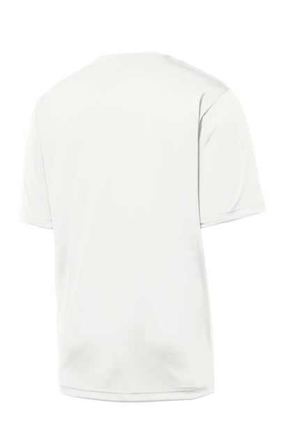 Rear View of White Sport-Tek PosiCharge Tough Tee . ST320 plain
