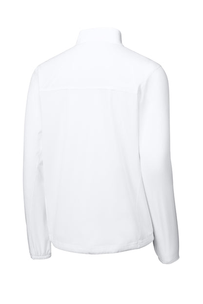 Rear View of White Sport-Tek Repeat 1/2-Zip JST481 plain