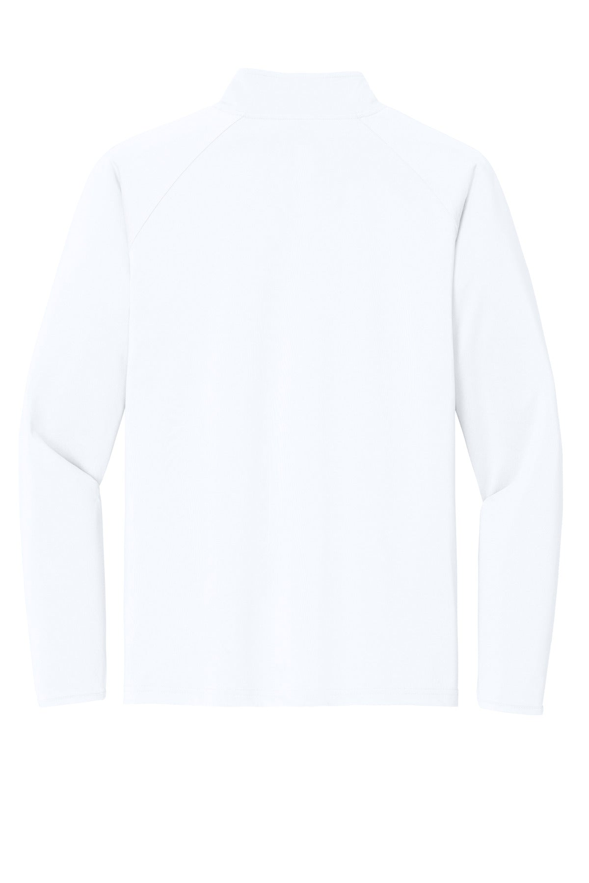 Rear View of White Sport-Tek Sport-Wick Stretch 1/4-Zip Pullover. ST850 plain