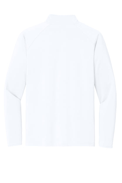 Rear View of White Sport-Tek Sport-Wick Stretch 1/4-Zip Pullover. ST850 plain