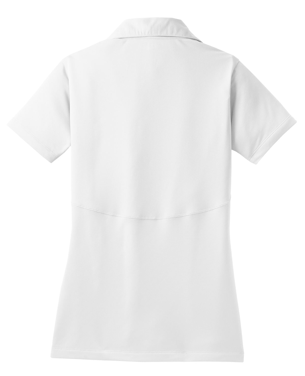 Rear View of White Sport-Tek Women's Micropique Sport-Wick Polo. LST650 plain