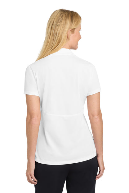 Rear View of White Sport-Tek Women's Micropique Sport-Wick Polo. LST650 plain