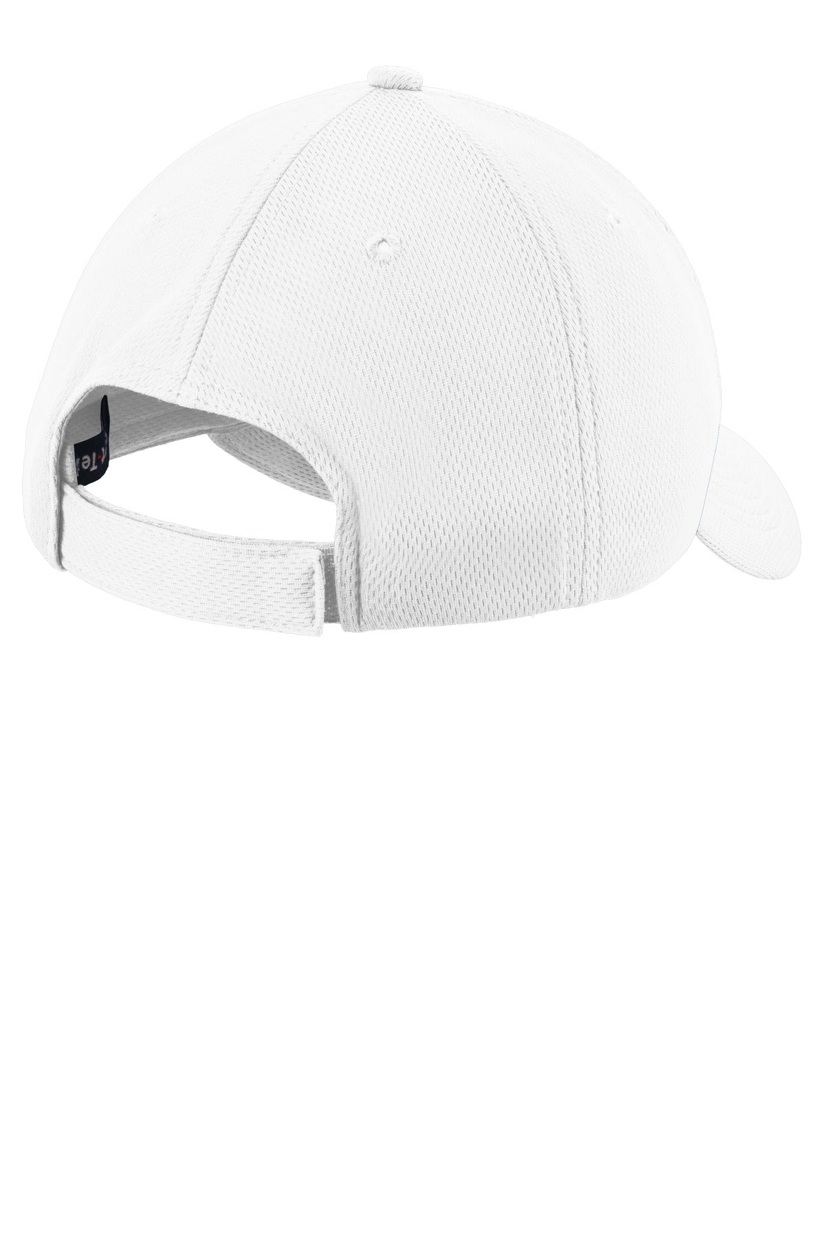 Rear View of White Sport-Tek Youth PosiCharge RacerMesh Cap. YSTC26 plain