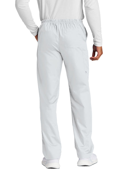 Rear View of White Wink Unisex WorkFlex Cargo Pant WW3150 plain