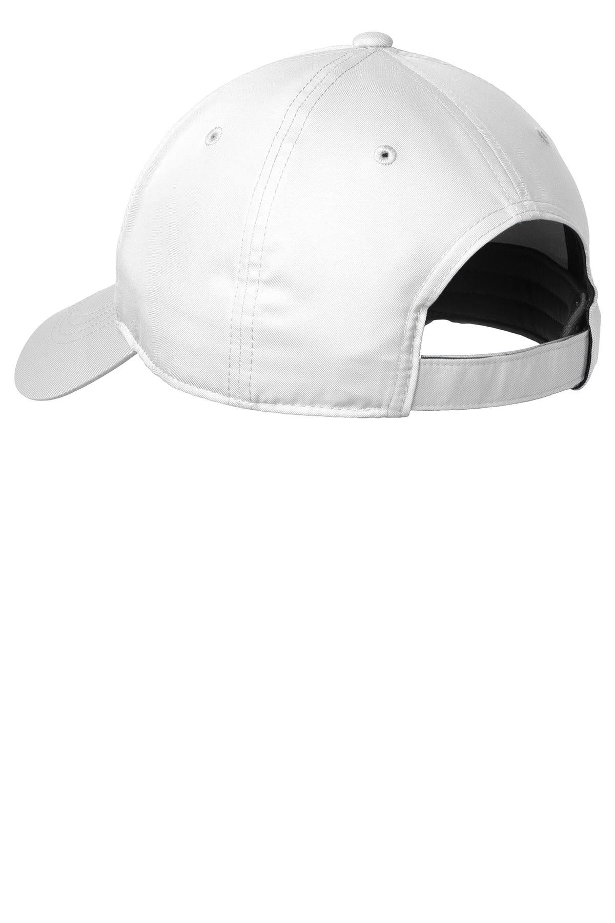 Rear View of White/Black Nike Dri-FIT Swoosh Front Cap. 548533 plain