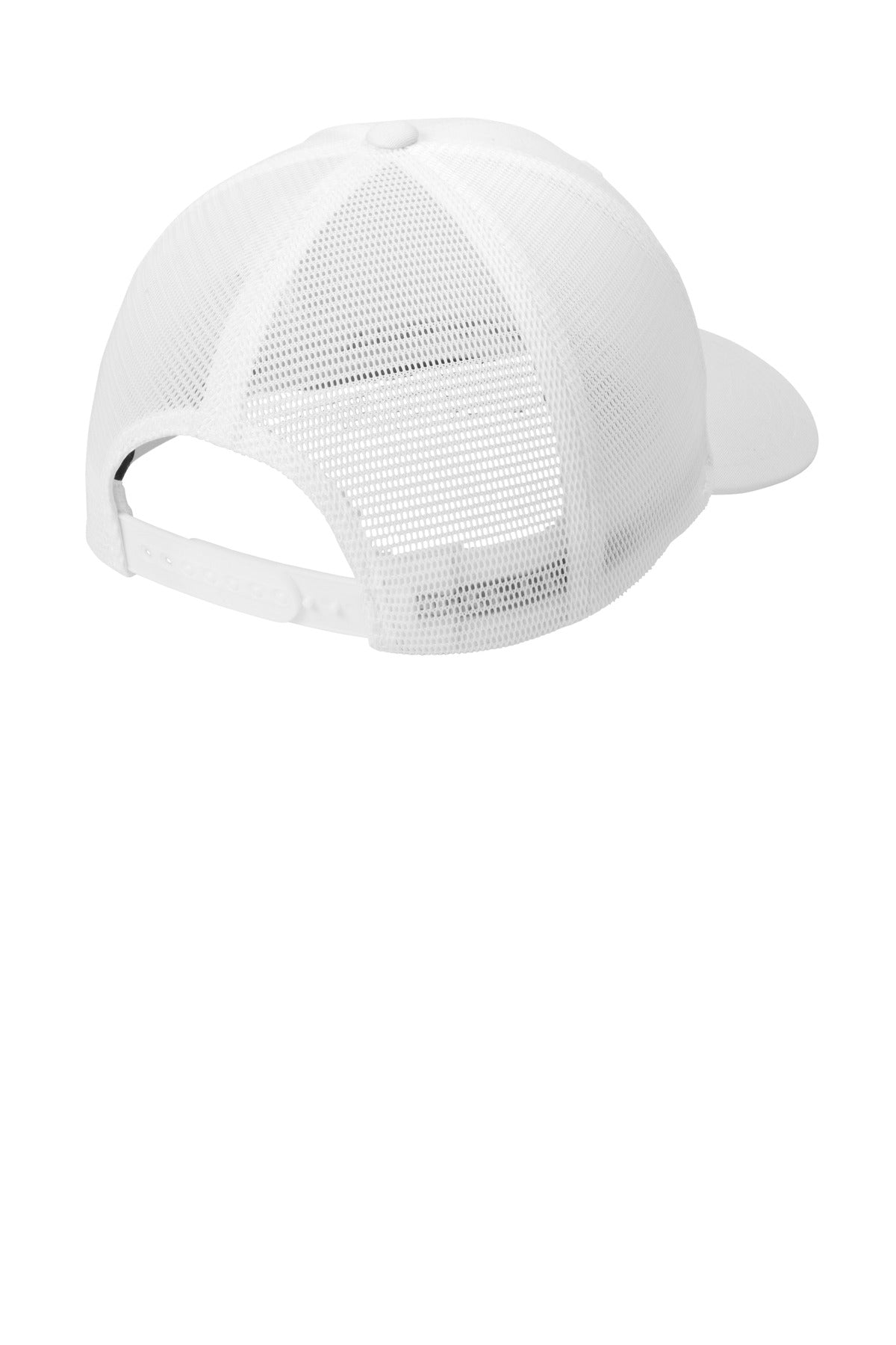 Rear View of Wht/Wht Port Authority Flexfit 110 Mesh Cap C110 plain