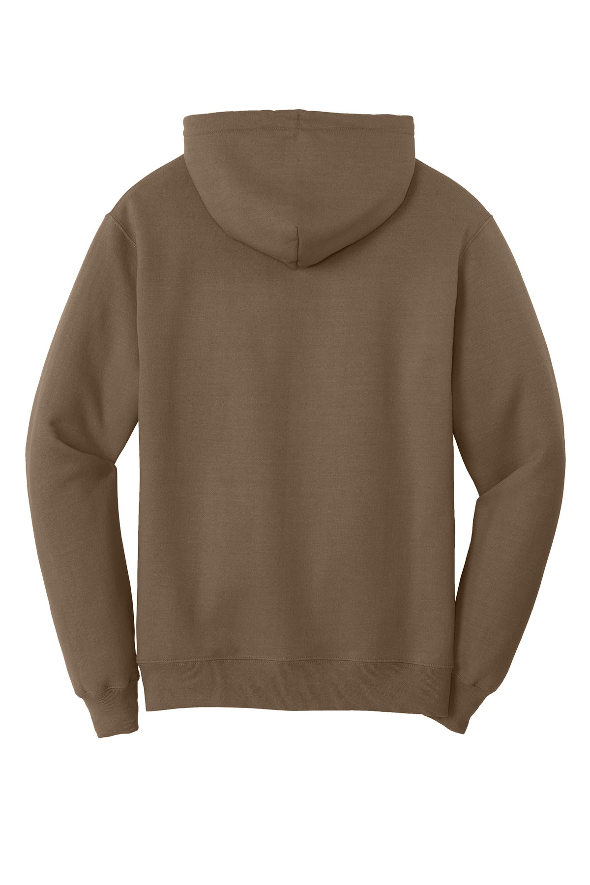 Rear View of Woodland Brown Port & Co Core Fleece Pullover Hooded Sweatshirt. PC78H