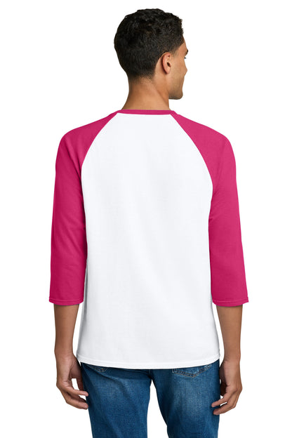 Rear View of WTrmHelicn Gildan Heavy Cotton 3/4-Sleeve Raglan T-Shirt. 5700 plain