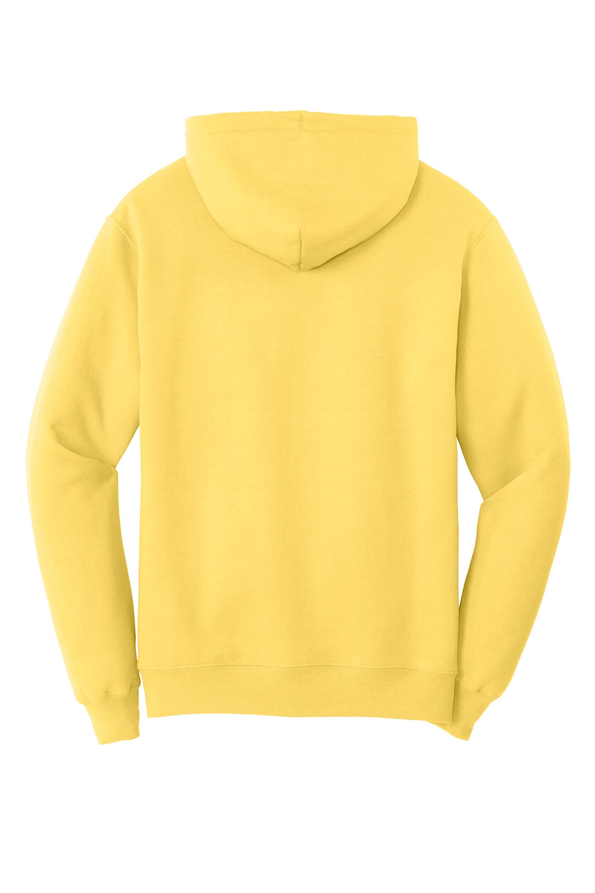 Rear View of Yellow Port & Co Core Fleece Pullover Hooded Sweatshirt. PC78H