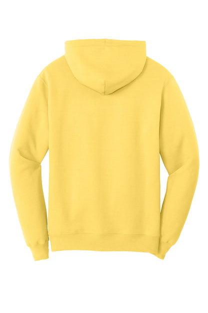Rear View of Yellow Port & Co Core Fleece Pullover Hooded Sweatshirt. PC78H