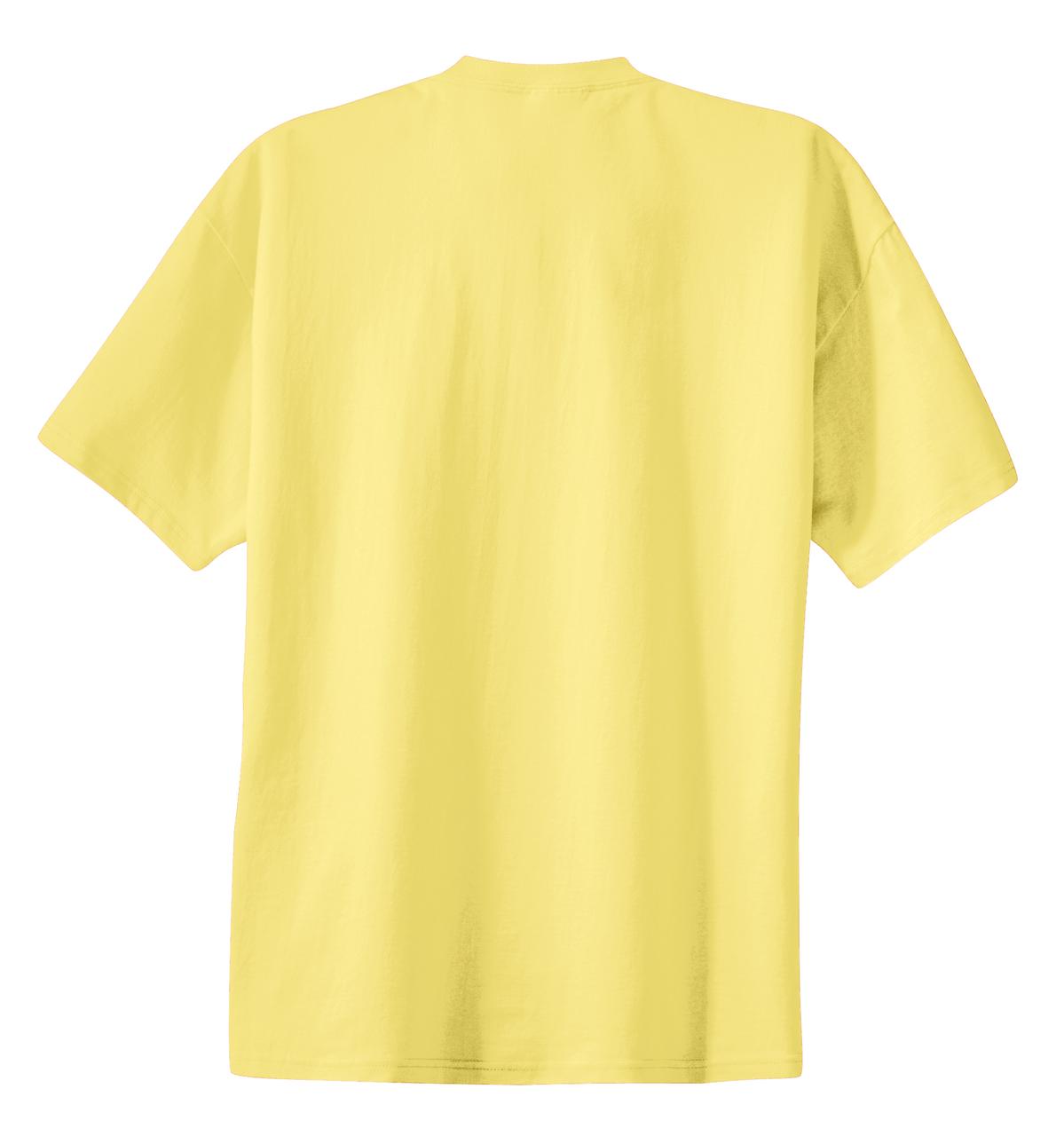 Rear View of Yellow Port & Co Essential Tee. PC61 plain
