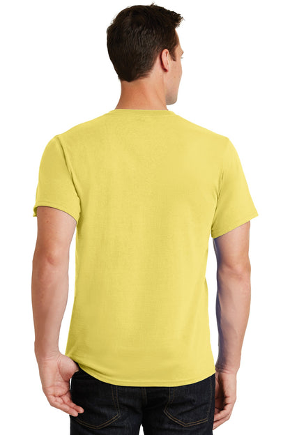 Rear View of Yellow Port & Co Essential Tee. PC61 plain