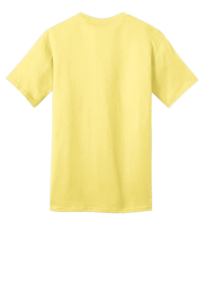 Rear View of Yellow Port & Co Ring Spun Cotton Tee. PC150 plain