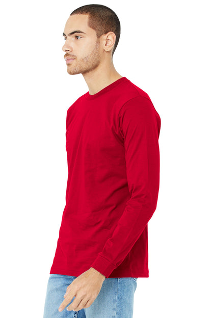Red BELLA+CANVAS Unisex Jersey Long Sleeve Tee. BC3501 plain