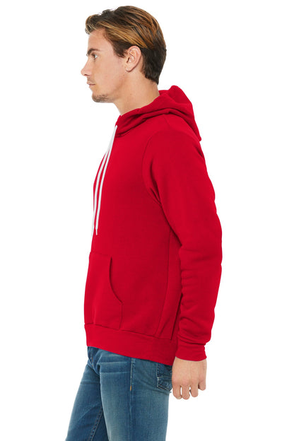 Red BELLA+CANVAS Unisex Sponge Fleece Pullover Hoodie. BC3719 plain