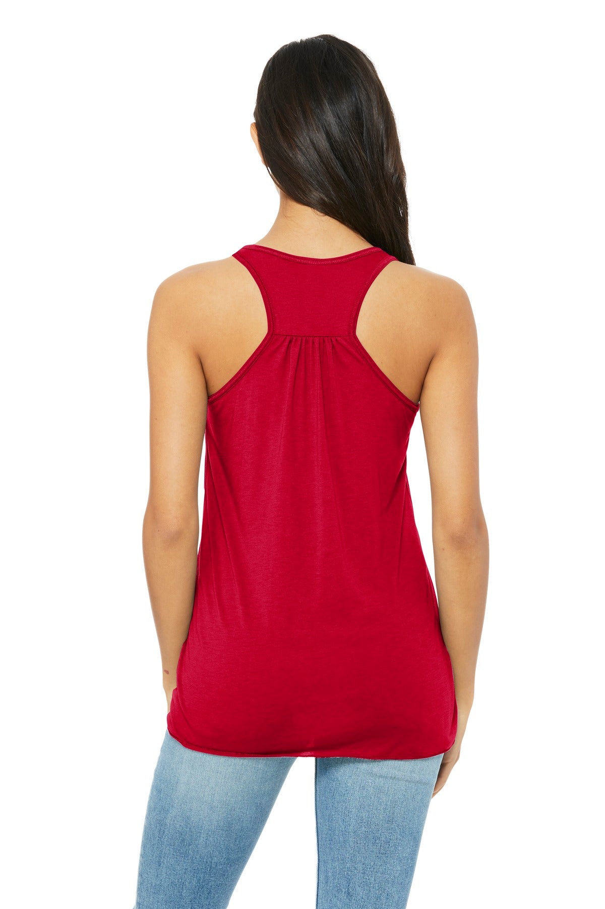 Red BELLA+CANVAS Women's Flowy Racerback Tank. BC8800 plain