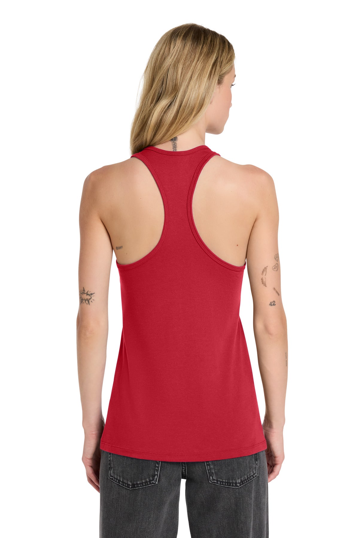 Red BELLA+CANVAS Women's Jersey Racerback Tank. BC6008 plain