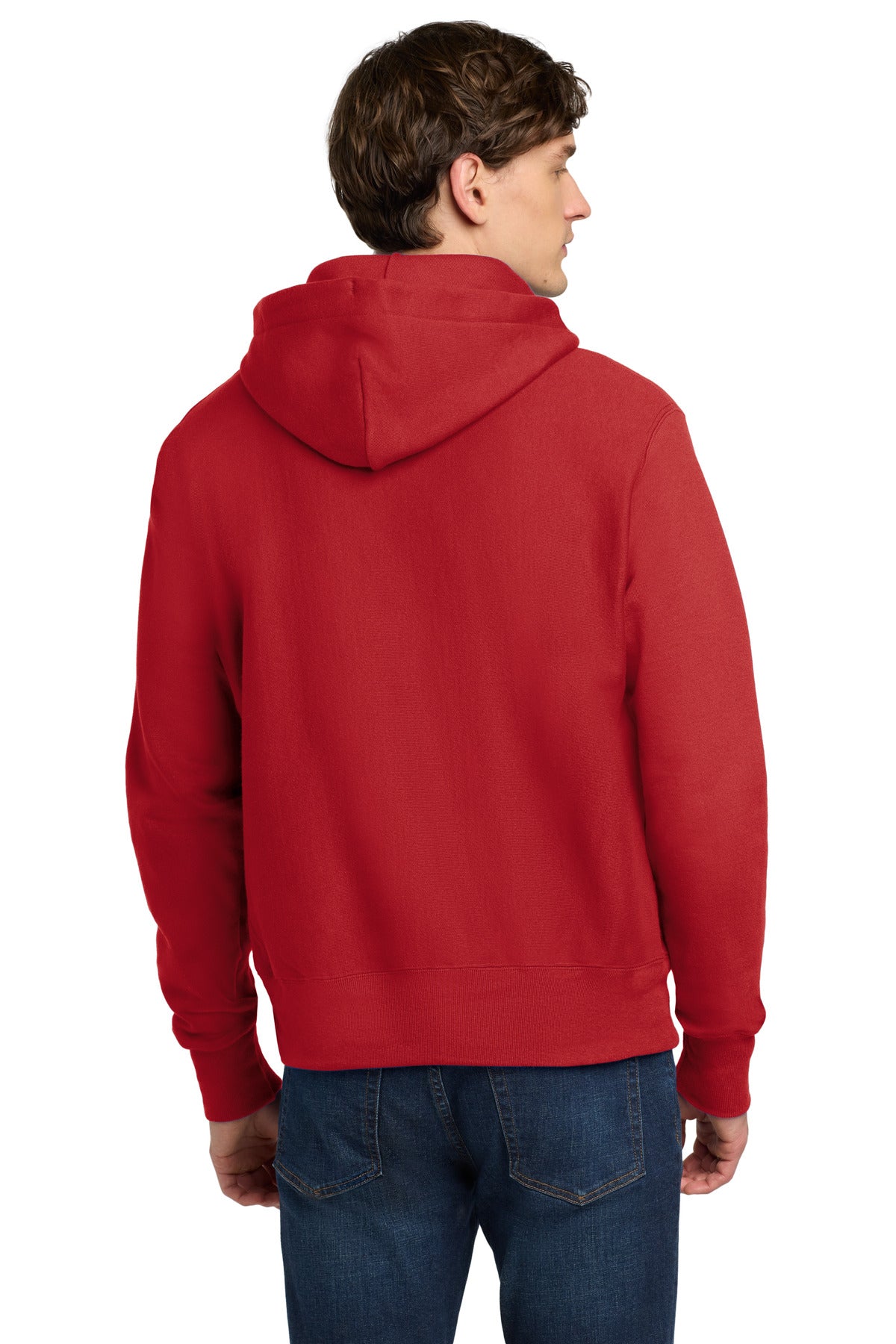 Red Champion Reverse Weave Hooded Sweatshirt S101