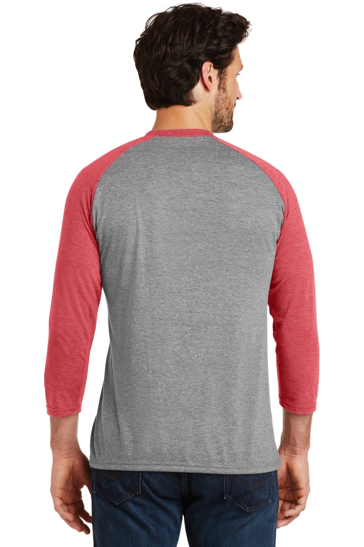 Red Fr/Grey Fr District Perfect Tri 3/4-Sleeve Raglan. DM136 plain