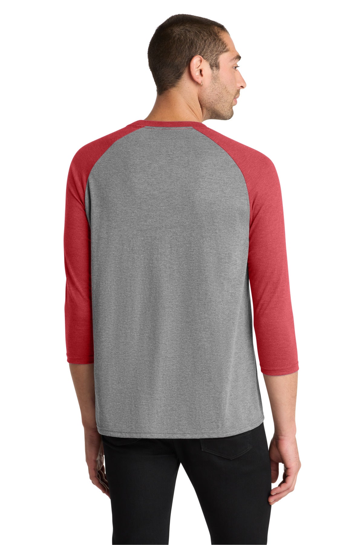 Red Fr/Grey Fr District Perfect Tri 3/4-Sleeve Raglan. DM136 plain