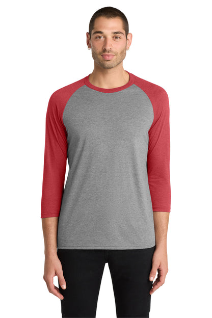 Red Fr/Grey Fr District Perfect Tri 3/4-Sleeve Raglan. DM136 plain