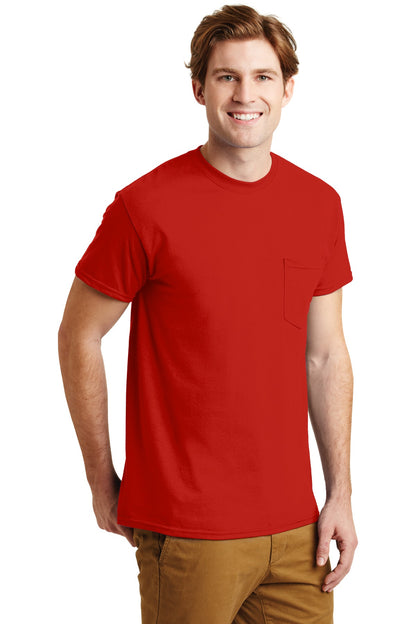 Red Gildan - DryBlend 50 Cotton/50 Poly Pocket T-Shirt. 8300 plain