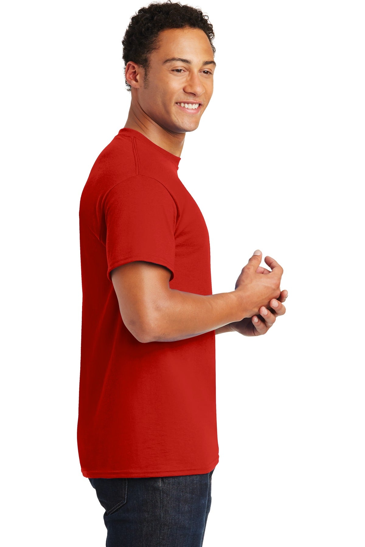 Red Gildan DryBlend 50 Cotton/50 Poly T-Shirt. 8000 plain