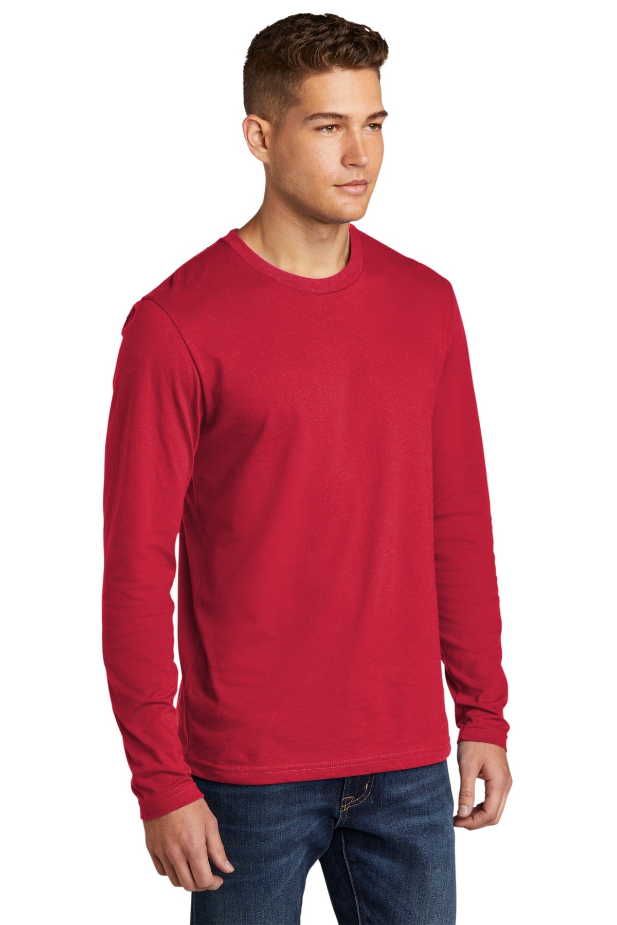 Red Next Level Apparel Cotton Long Sleeve Tee. NL3601 plain