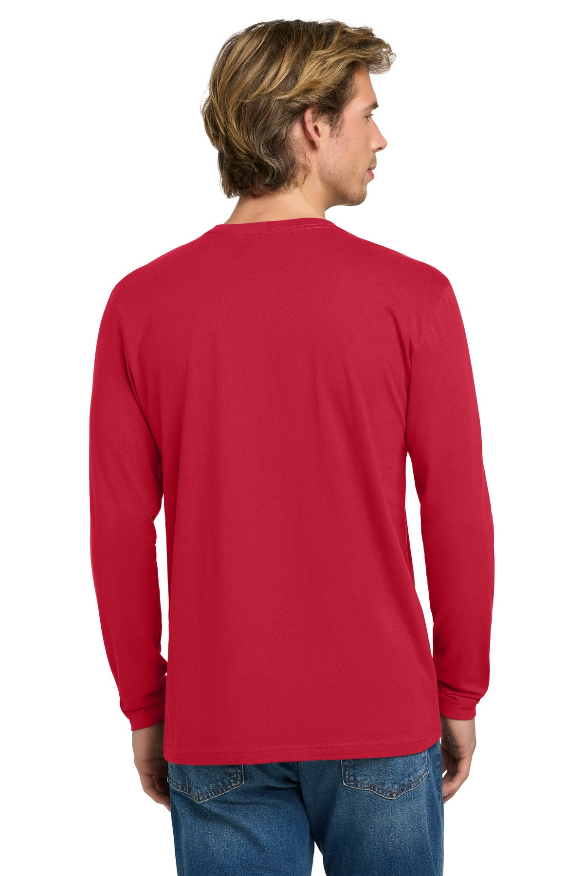 Red Next Level Apparel Cotton Long Sleeve Tee. NL3601 plain