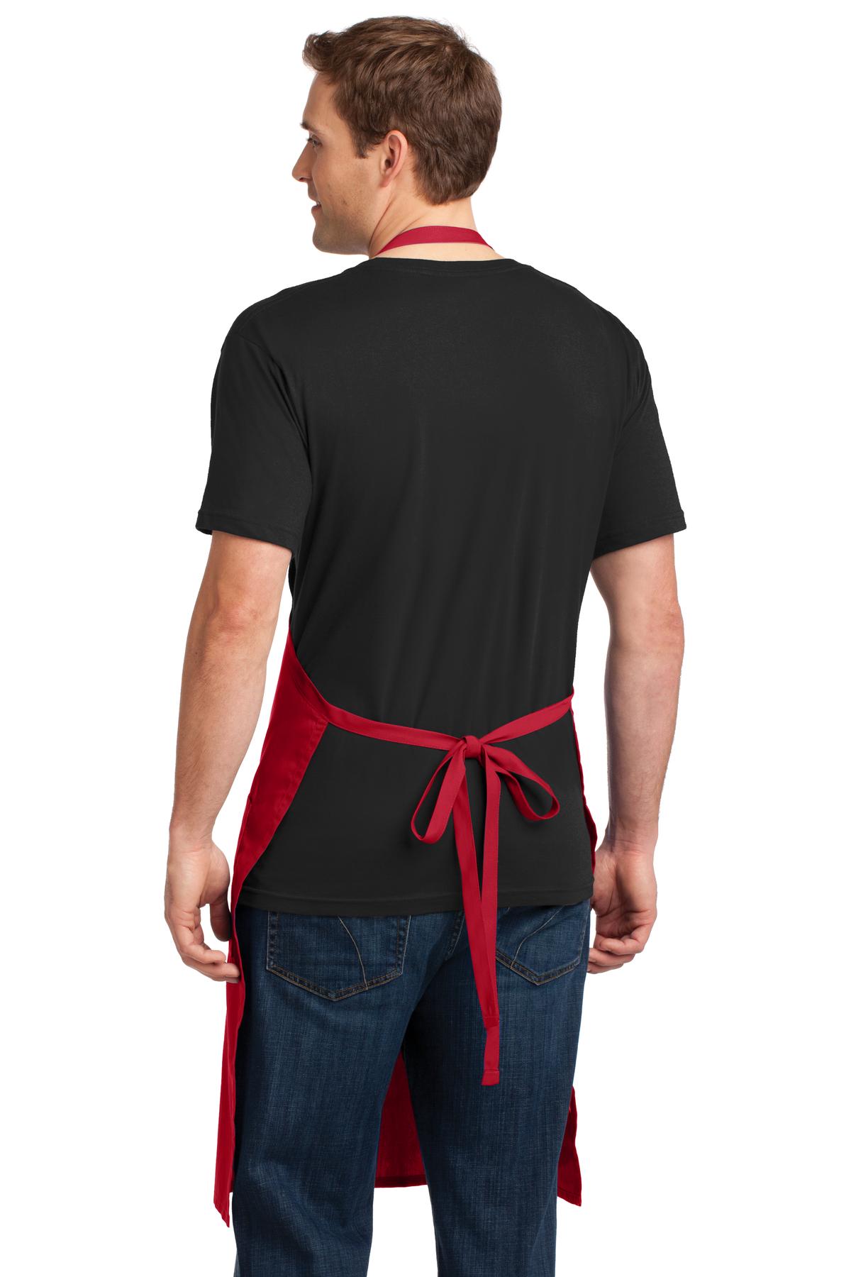 Red Port Authority Easy Care Extra Long Bib Apron with Stain Release. A700 plain